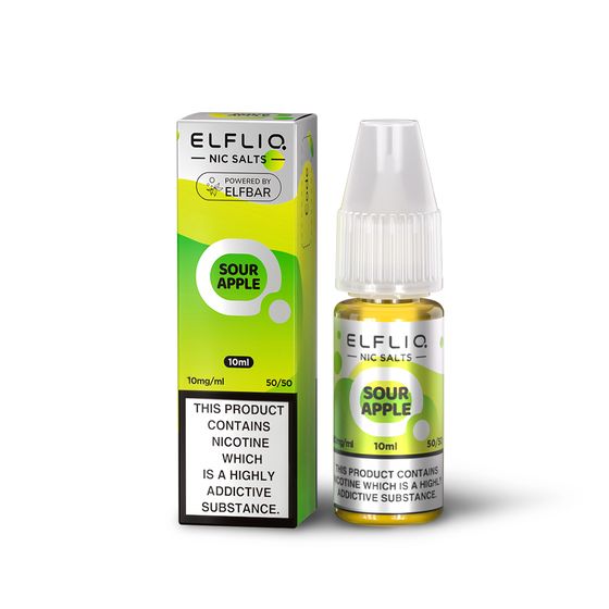 ELFLIQ Nic Salts E-Liquids 10ml Flavor: Sour Apple | Strength: 1% Nic TPD ENG for wholesale