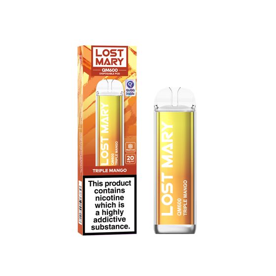 authentic [NEW] LOST MARY QM600 Disposable Pod Device Flavor: Triple Mango | Strength: 2% Nic TPD ENG