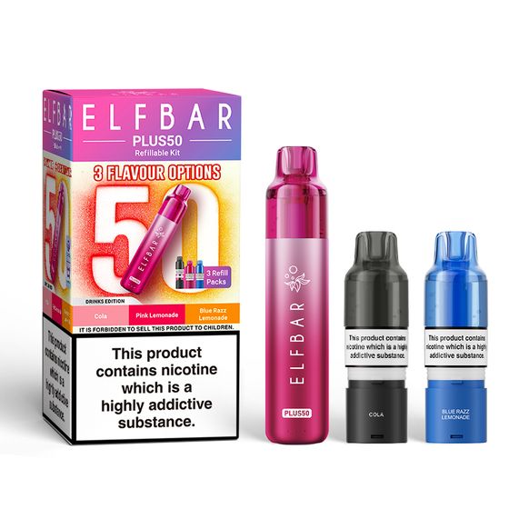 authentic ELFBAR PLUS50 Refillable Kit (UK) Flavor: Drinks Edition