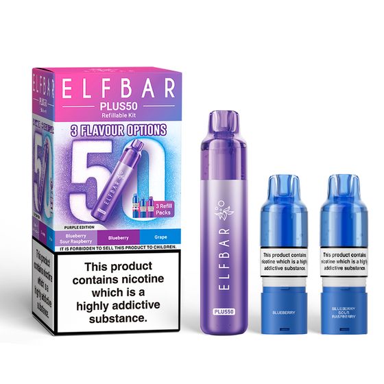 ELFBAR PLUS50 Refillable Kit (UK) Flavor: Purple Edition authentic