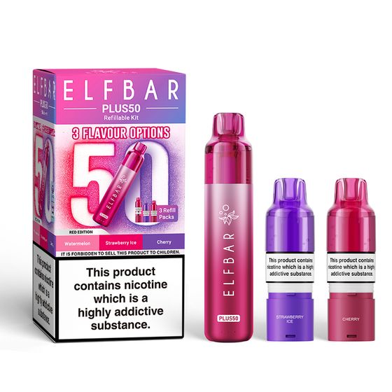 ELFBAR PLUS50 Refillable Kit (UK) Flavor: Red Edition authentic