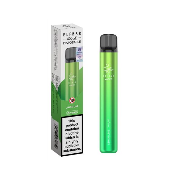 authentic [NEW] ELFBAR 600V2 Disposable Pod Device 20mg Flavor: Lemon Lime | Strength: 2% Nic TPD ENG