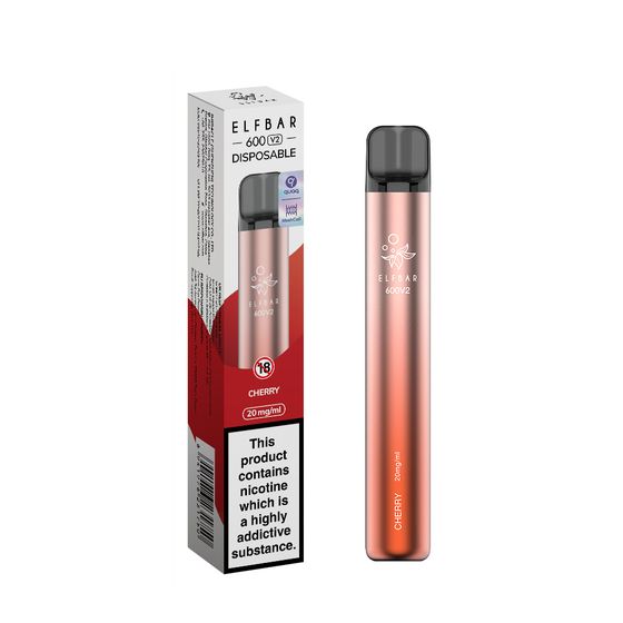 [NEW] ELFBAR 600V2 Disposable Pod Device 20mg Flavor: Cherry | Strength: 2% Nic TPD ENG UK store