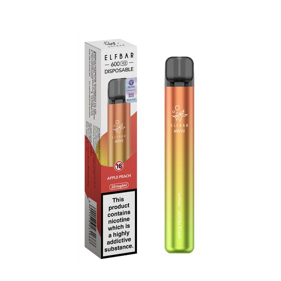 [NEW] ELFBAR 600V2 Disposable Pod Device 20mg Flavor: Apple Peach | Strength: 2% Nic TPD ENG UK supplier