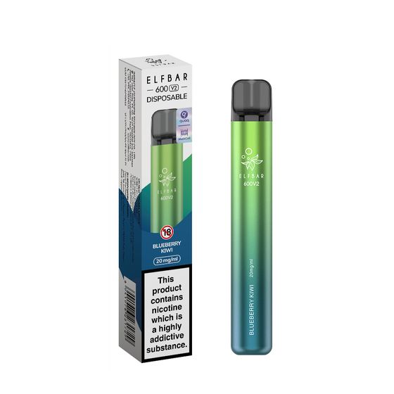 UK store [NEW] ELFBAR 600V2 Disposable Pod Device 20mg Flavor: Blueberry kiwi | Strength: 2% Nic TPD ENG